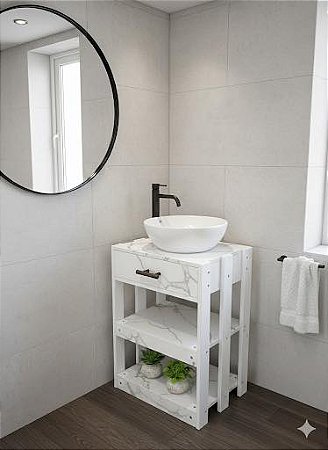 Gabinete MDF Branco Marmorizado