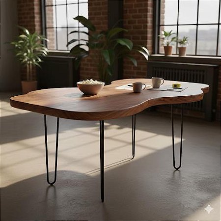Mesa Louro MDF Laqueado Industrial Hairpin Metalon