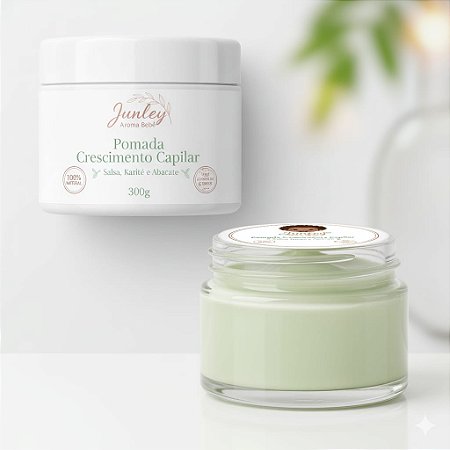 Pomada Natural para Crescimento do Cabelo | Manteiga de Karité + Óleo de Coco | Suave e Segura