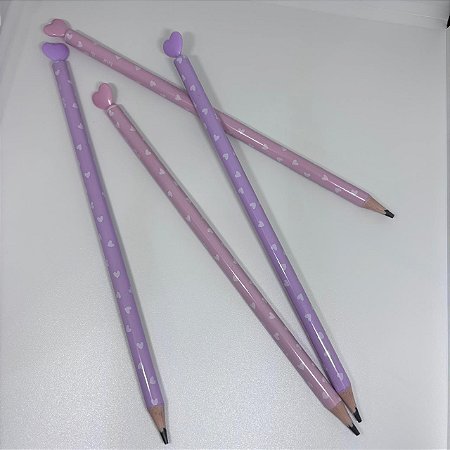 Lápis HB com Ponteira Coração em Resina BRW Papelaria Criativa
