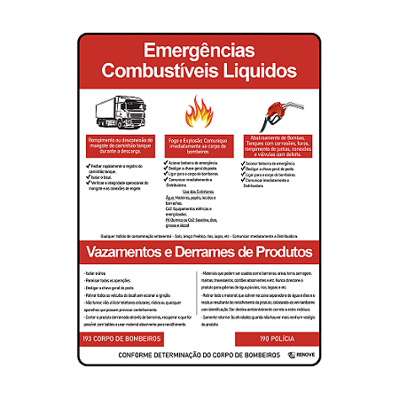 Adesivo Emergências Combustíveis Líquidos