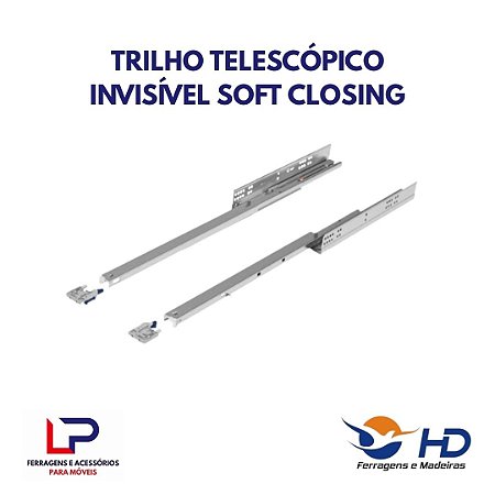 Trilho Telescópico Invisível Soft Closing 40cm em Araçatuba