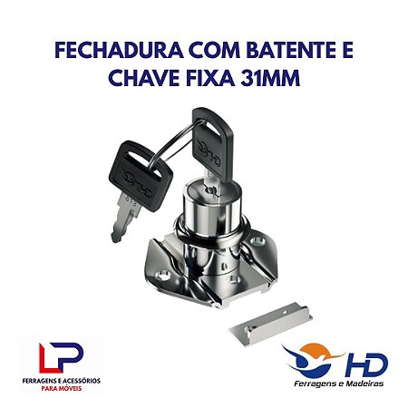 Fechadura com batente e chave fixa 31mm