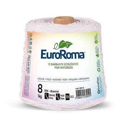 BARBANTE EUROROMA FIO 8 1 KG COR 200 BRANCO 762 MTS