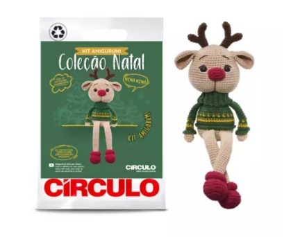 KIT AMIGURUMI COLEÇÃO NATAL 24 COR 5 RENA NINA APROX. 32 CM