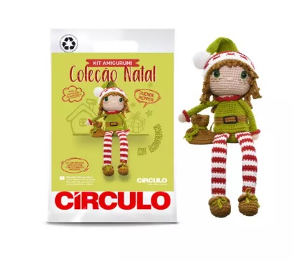 KIT AMIGURUMI COLEÇÃO NATAL 24 COR 3 DUENDE PEPPER APROX. 34 CM