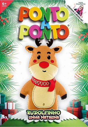 BONECO DE FELTRO COLEÇÃO PONTO A PONTO NATALINA MODELO - RUDOLFINHO