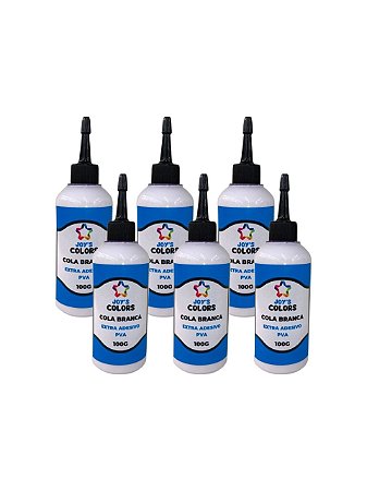 KIT C/ 6 UNID COLA BRANCA EXTRA PVA ADESIVO JOYS COLORS 100G