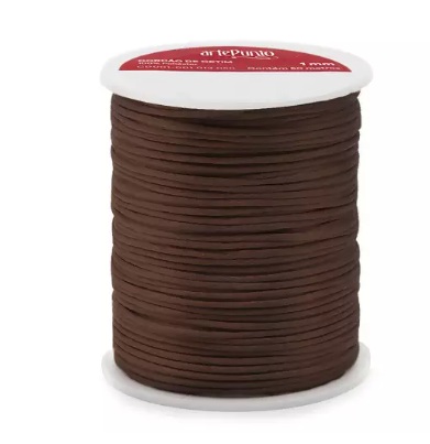 CORDÃO DE CETIM 1MM ARTEPUNTO CD001 COR 031 MARROM 50 MTS