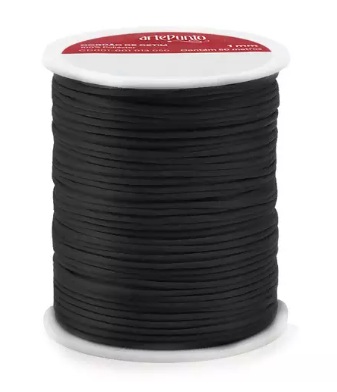 CORDÃO DE CETIM 1MM ARTEPUNTO CD001 COR 016 PRETO 50 MTS