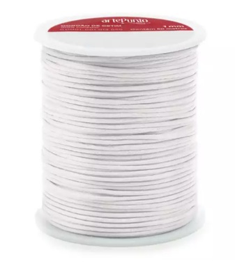 CORDÃO DE CETIM 1MM ARTEPUNTO CD001 COR 001 BRANCO 50 MTS