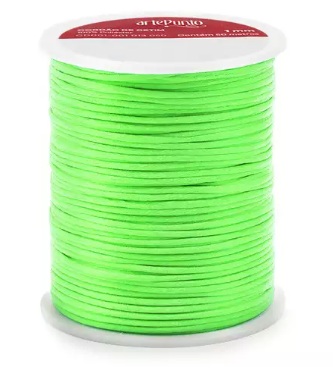 CORDÃO DE CETIM 1MM ARTEPUNTO CD001 COR 160 VERDE NEON 50 MTS