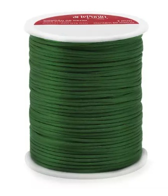 CORDÃO DE CETIM 1MM ARTEPUNTO CD001 COR 154 VERDE ESCURO 50 MTS