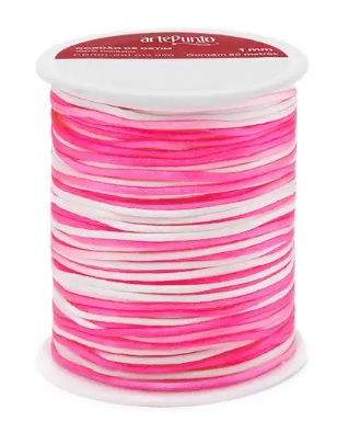CORDÃO DE CETIM 1MM ARTEPUNTO CD001 COR 181 MULTICOR PINK 50 MTS