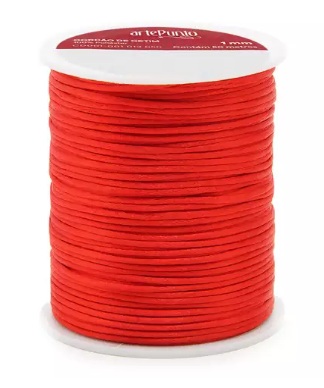CORDÃO DE CETIM 1MM ARTEPUNTO CD001 COR 014 VERMELHO 50 MTS