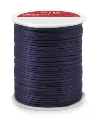 CORDÃO DE CETIM 1MM ARTEPUNTO CD001 COR 029 AZUL MARINHO 50 MTS