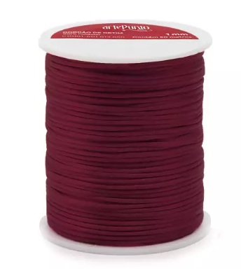 CORDÃO DE CETIM 1MM ARTEPUNTO CD001 COR 038 BORDÔ 50 MTS