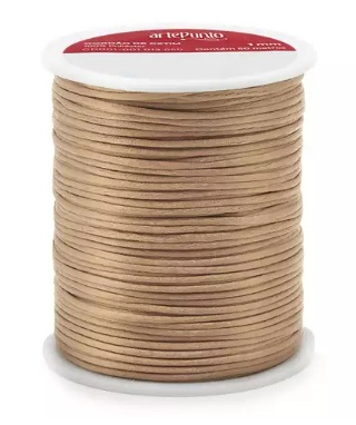 CORDÃO DE CETIM 1MM ARTEPUNTO CD001 COR 035 CHAMPANHE 50 MTS