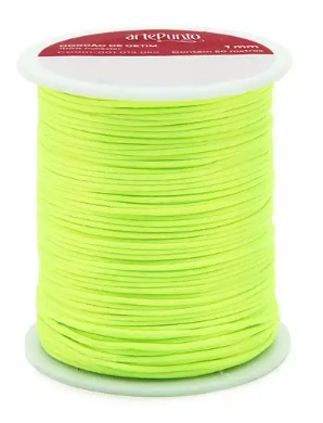 CORDÃO DE CETIM 1MM ARTEPUNTO CD001 COR 164 AMARELO NEON 50 MTS