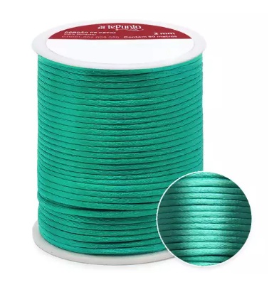 CORDÃO DE CETIM 2MM ARTEPUNTO CD001 COR 161 PETRÓLEO 50 MTS