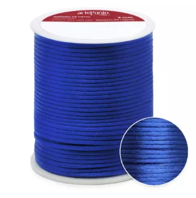 CORDÃO DE CETIM 2MM ARTEPUNTO CD001 COR 011 AZUL ROYAL 50 MTS