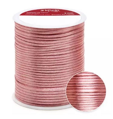 CORDÃO DE CETIM 2MM ARTEPUNTO CD001 COR 093 NUDE ROSADO 50 MTS