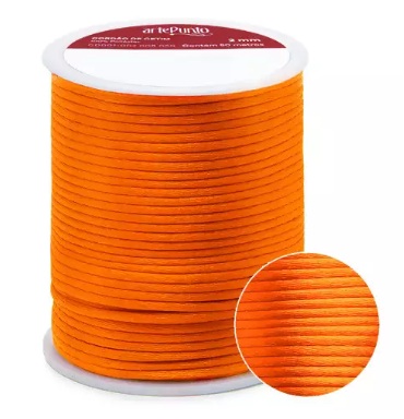 CORDÃO DE CETIM 2MM ARTEPUNTO CD001 COR 013 LARANJA 50 MTS
