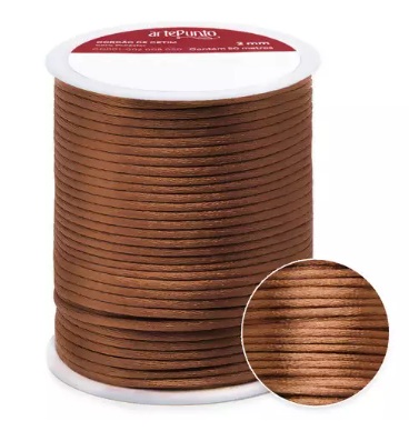 CORDÃO DE CETIM 2MM ARTEPUNTO CD001 COR 119 CARAMELO 50 MTS
