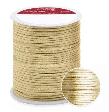 CORDÃO DE CETIM 2MM ARTEPUNTO CD001 COR 050 MARFIM 50 MTS