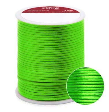 CORDÃO DE CETIM 2MM ARTEPUNTO CD001 COR 160 VERDE NEON 50 MTS