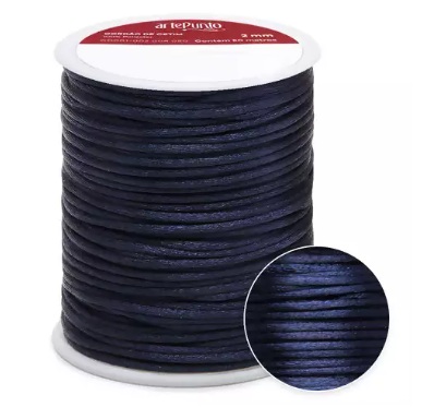 CORDÃO DE CETIM 2MM ARTEPUNTO CD001 COR 029 AZUL MARINHO 50 MTS