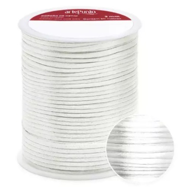 CORDÃO DE CETIM 2MM ARTEPUNTO CD001 COR 001 BRANCO 50 MTS