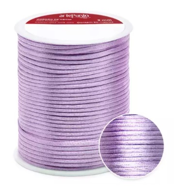 CORDÃO DE CETIM 2MM ARTEPUNTO CD001 COR 009 LILÁS 50 MTS