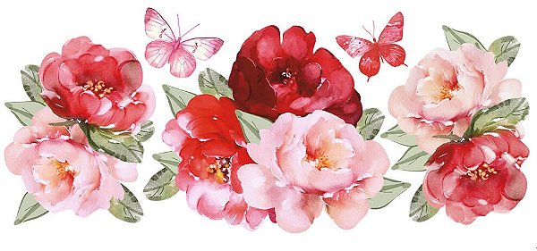 TRANSFER TÊXTIL 45X9,15CM TTB6L-001 BARRADO ROSAS E BORBOLETAS