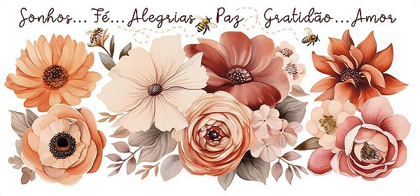 TRANSFER TÊXTIL 45X9,15CM TTB6L-003 BARRADO FLORAL COR TERROSO