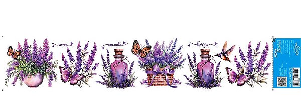 TRANSFER TÊXTIL 45X9,15CM TTB6L-008 BARRADO LAVANDAS