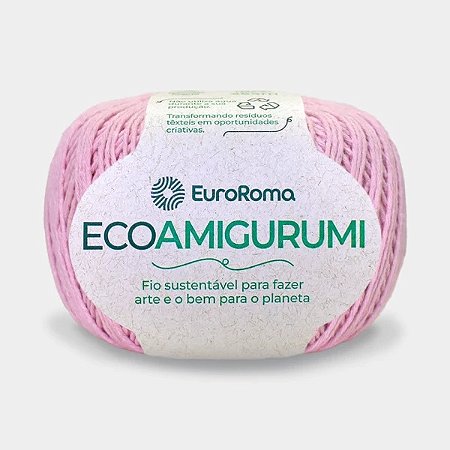 FIO ECOAMIGURUMI 254 MTS 8/7 160GR COR 510 ROSA BEBÊ EUROROMA