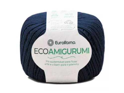 FIO ECOAMIGURUMI 254 MTS 8/7 160GR COR 904 AZUL MARINHO EUROROMA