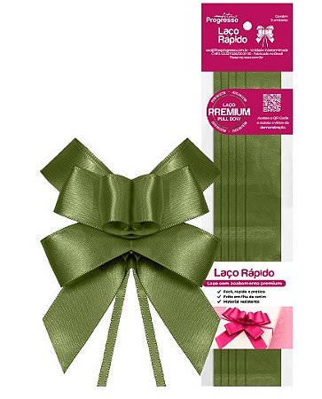 LAÇO RÁPIDO CETIM 22MM 5 UNID LRC005 COR 249 VERDE MILITAR PROGRESSO