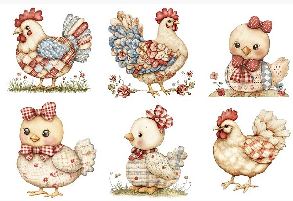 ESTAMPA FÁCIL EST 111306 GALINHAS TRICOLORES - FABRICART