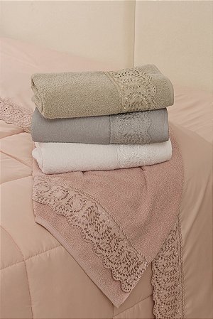 TOALHA DE ROSTO LUXURY COR ROSÊ 50X85 OLINDA