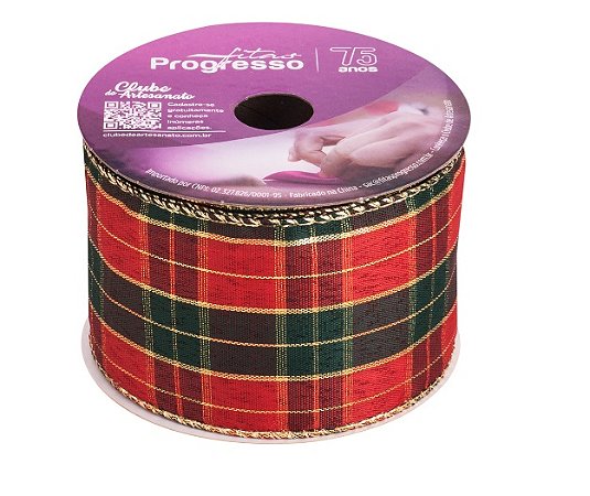 FITA ARAMADA XC026-063 63MM COR 01 XADREZ NATALINO OURELA DOURADA 10 MTS