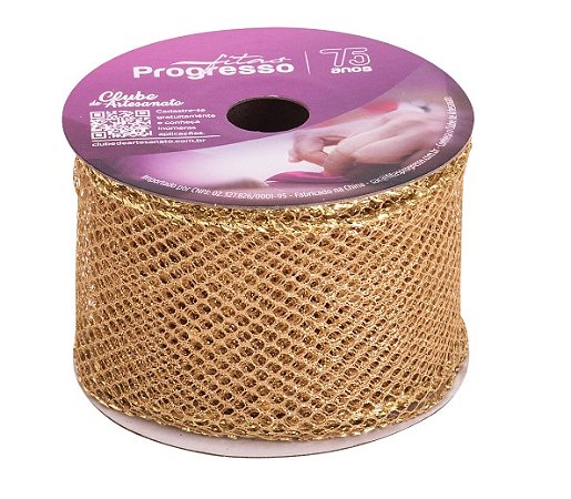 FITA ARAMADA MCG004-063 63MM COR 203 METALIZADO DOURADO COM GLITTER 10 MTS