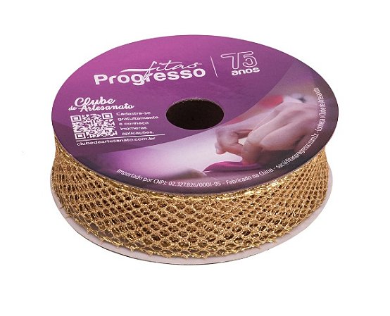 FITA ARAMADA MCG004-025 25MM COR 203 METALIZADO DOURADO COM GLITTER 10 MTS