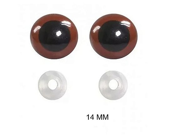 OLHO AMIGURUMI CASTANHO 14MM 10 PARES