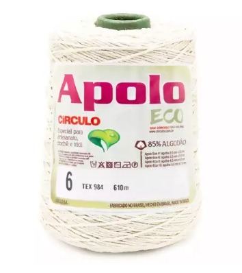 BARBANTE APOLO ECO N6 600 GR 610 MT COR 20 NATURAL CÍRCULO