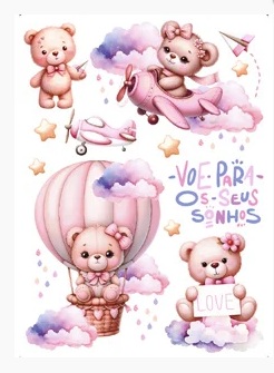 TRANSFER TÊXTIL 20X27,5CM TTR6-012 URSINHA AVIADORA I LITOARTE