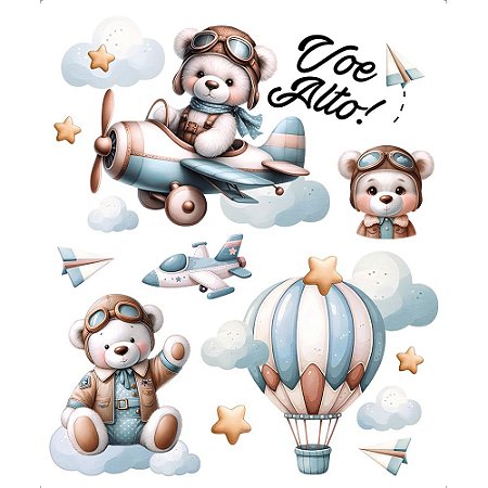 TRANSFER TÊXTIL 20X24CM TTR6-015 URSO AVIADOR LITOARTE