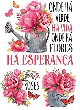 TRANSFER TÊXTIL 20X27,5CM TTR6L-004 PEÔNIAS LITOARTE