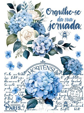TRANSFER TÊXTIL 20X27,5CM TTR6L-002 HORTÊNCIAS LITOARTE